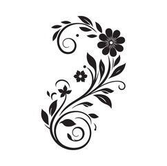 floral scroll design  silhouette vector illustration