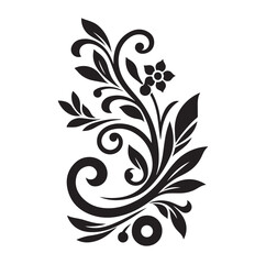 floral scroll design  silhouette vector illustration