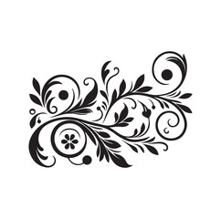 floral scroll design  silhouette vector illustration