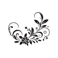 floral scroll design  silhouette vector illustration