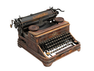 Isolated Weathered Old Typewriter