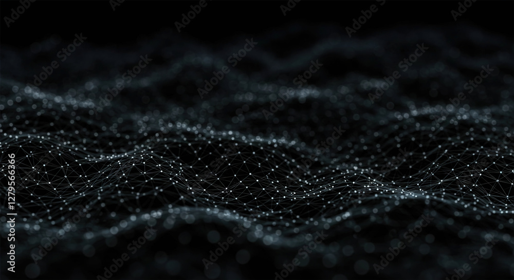 Poster abstract digital background of points and lines. glowing black plexus. big data. network or connecti