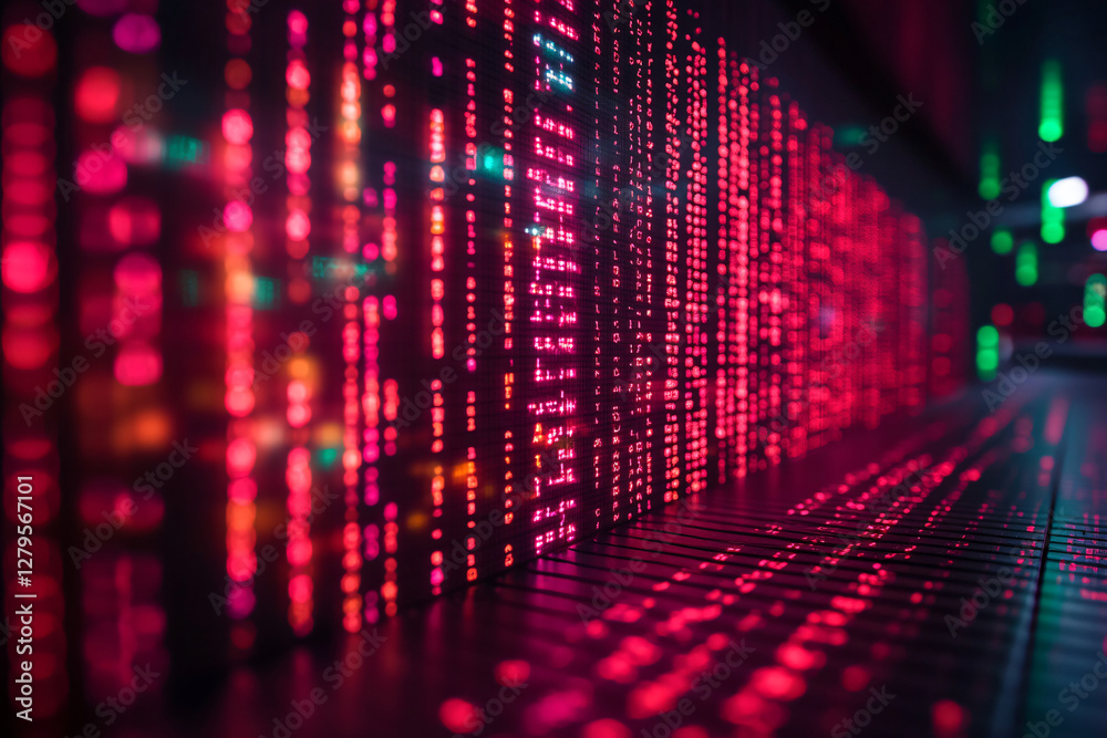 Wall mural futuristic neon abstract data visualization with ai and cyber patterns