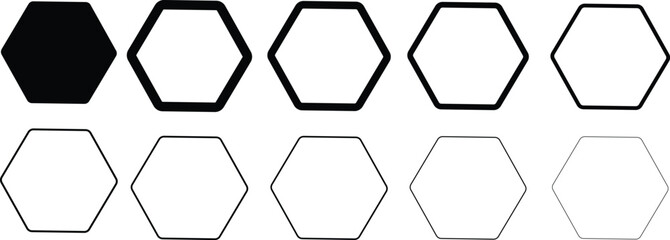 Simple and Elegant Hexagon Shape Icons for Digital and Print Use