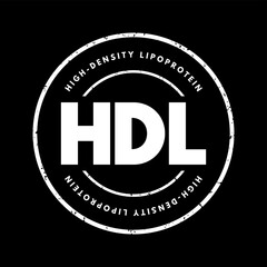 HDL High-Density Lipoprotein - one of the five major groups of lipoproteins, acronym text stamp concept background