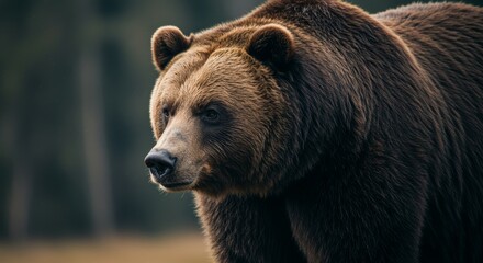 Fototapeta premium Majestic Brown Bear Portrait: Capturing the Essence of Wildlife Serenity