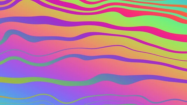 Abstract wave pattern background, pastel holographic gradient rainbow color. 4k Seamless loop vj animation, 80s, 90s, y2k texture. Psychedelic groovy trippy 60s, 70s retro design