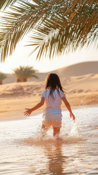 Young girl enjoying playtime at al qudra lake