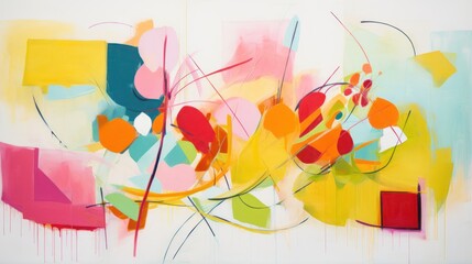 Spring Abstract Floral Art Painting with Vibrant Colors, Modern Botanical Artwork, Colorful Flower Composition, Contemporary Nature-Inspired Design