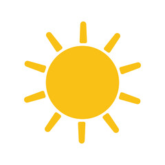A yellow sun with a white background. The sun is the center of the image and it is the main focus