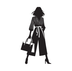 women with hand bag silhouette vector illustration