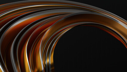 Modern artistic curve abstract background of silver line dark background with gold band