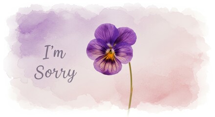An apology card with a single, wilted flower, a subtle watercolor background, and I'm Sorry in delicate script