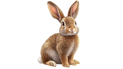 Cute brown rabbit sitting on its haunches