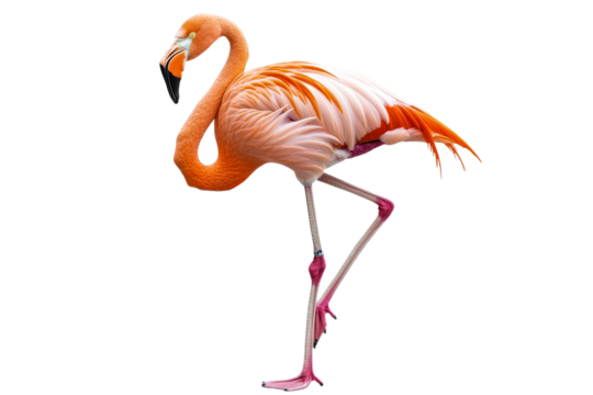 Vibrant flamingo standing gracefully on one leg