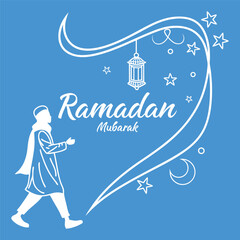 Minimal Ramadan Mubarak Banner vector-style banner
