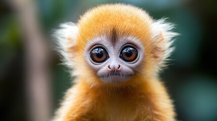 Fototapeta premium Realistic closeup photography of a cute monkey like animal with big eyes
