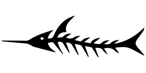 Creative black silhouette of a fish skeleton showcasing unique design elements