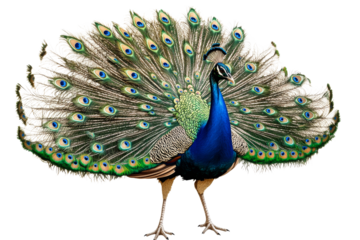 Peacock showcasing vibrant plumage