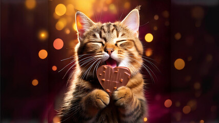 可愛い猫とハート