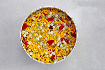 Water with flower, Songkran festival concept