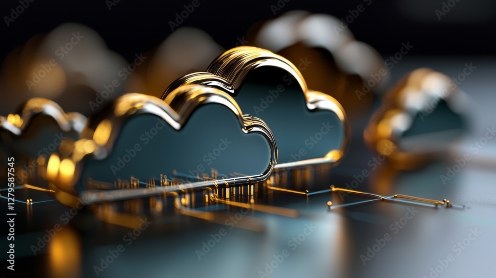 Poster the concept of cloud computing technology involves transferring databases to the cloud, symbolized b