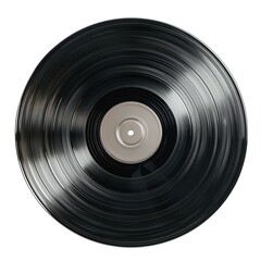 Obraz premium A classic black vinyl record viewed from above, showcasing its smooth surface and grooves.