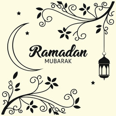 Minimal Ramadan Mubarak Banner vector-style banner