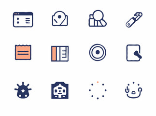 Elegant Vector Icons for User Interface in Simple Design