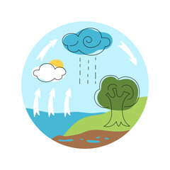 Understanding the water cycle with elements of nature in a colorful illustration