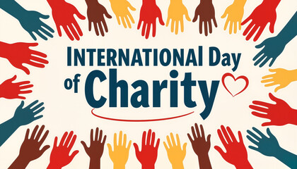 Obraz premium International Day of Charity poster with colorful hands 