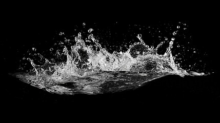 Frozen splash of water captured in motion creating intricate patterns against a black background