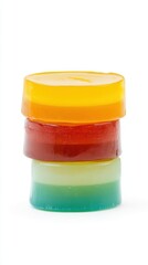Three layers of gel soaps showcase bright colors, arranged neatly for visual appeal and enjoyment