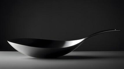 黒いフライパンのスタイリッシュなクローズアップ