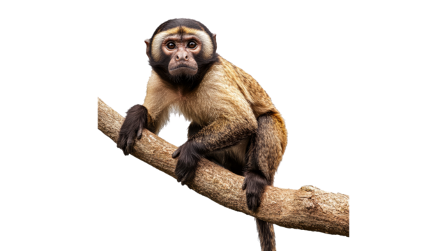 Capuchin monkey resting on a branch in nature