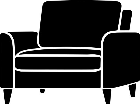recommend clip art:  Living room sofa or couch or divan icon silhouette . Home interior Furniture concept