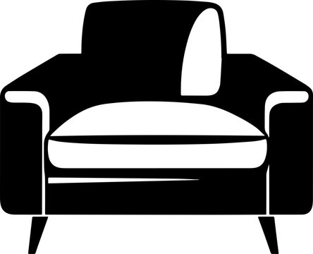 recommend clip art:  Living room sofa or couch or divan icon silhouette . Home interior Furniture concept