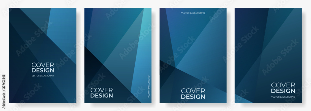 Poster Blue abstract modern posters or vertical background vector set. A4 resolution polygonal elegant cover design for brochure, flyer, poster, book, backdrop, banner, annual report presentation.