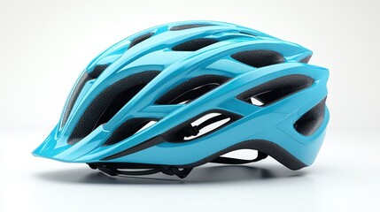 Fototapeta premium Vibrant blue bicycle helmet mockup with ample empty space for design elements