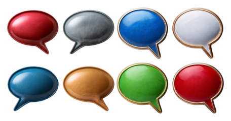 Colorful Speech Bubbles Collection on a White Background, isolated on transparent background