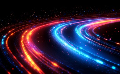 Fototapeta premium An artistic representation of blue and red light beams radiating outward from a central source