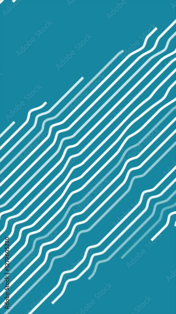 Poster blue white thin minimal distorted lines abstract technology motion background. vertical looped video