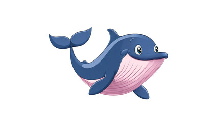 Obraz premium Cute cartoon whale swimming in clear water