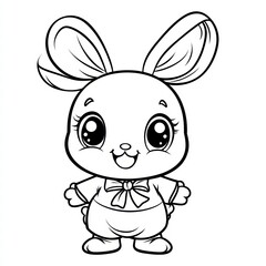 Cute Bunny Illustration: An adorable cartoon bunny with big eyes, sporting a bow tie, stands ready to bring smiles and joy.