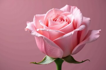 Soft pink petals unfolding on velvety rose stem, gentle, pastel roses