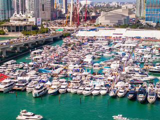 Aerial photo Miami International Boat Show by Downtown Miami