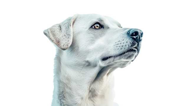White dog portrait on plain background