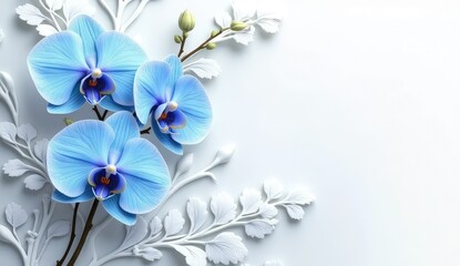 sophisticated pattern with blue orchids
