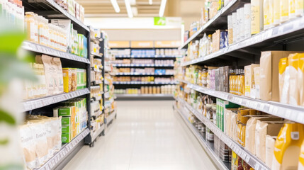 Keto friendly grocery aisle with branded low carb products for health-conscious shoppers