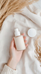 Influencers morning routine with naturally dyed skincare products for wellness and beauty